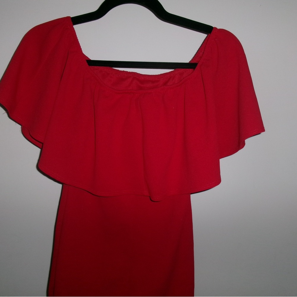 Brat Star Scarlet Off-Shoulder Mini Dress